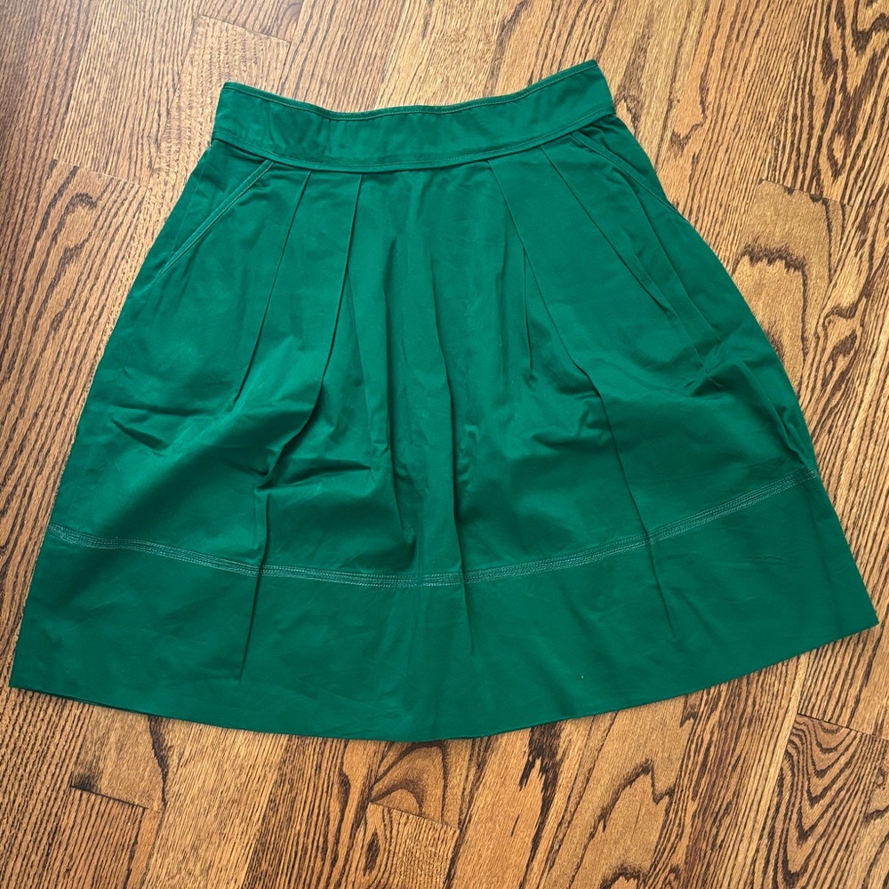 LBB Dakota Green Pleated A-Line Skirt
